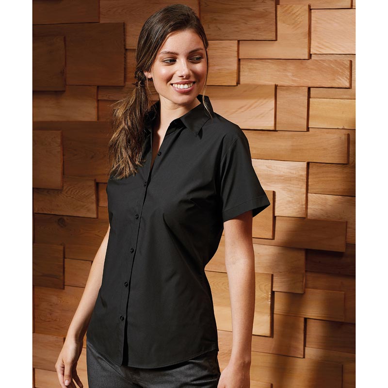 Women's supreme poplin short sleeve shirt - Black Wom 8